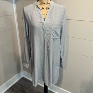 DKNY Striped Long Sleeve Tunic Top / Dress / Cover-up - Medium